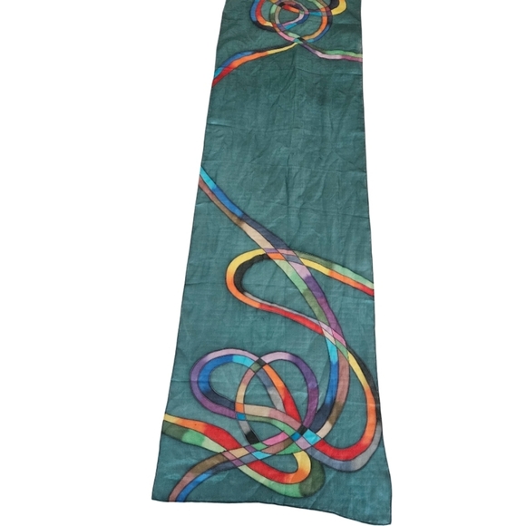 Accessories - Colorful Abstract 100% Silk Oblong Scarf